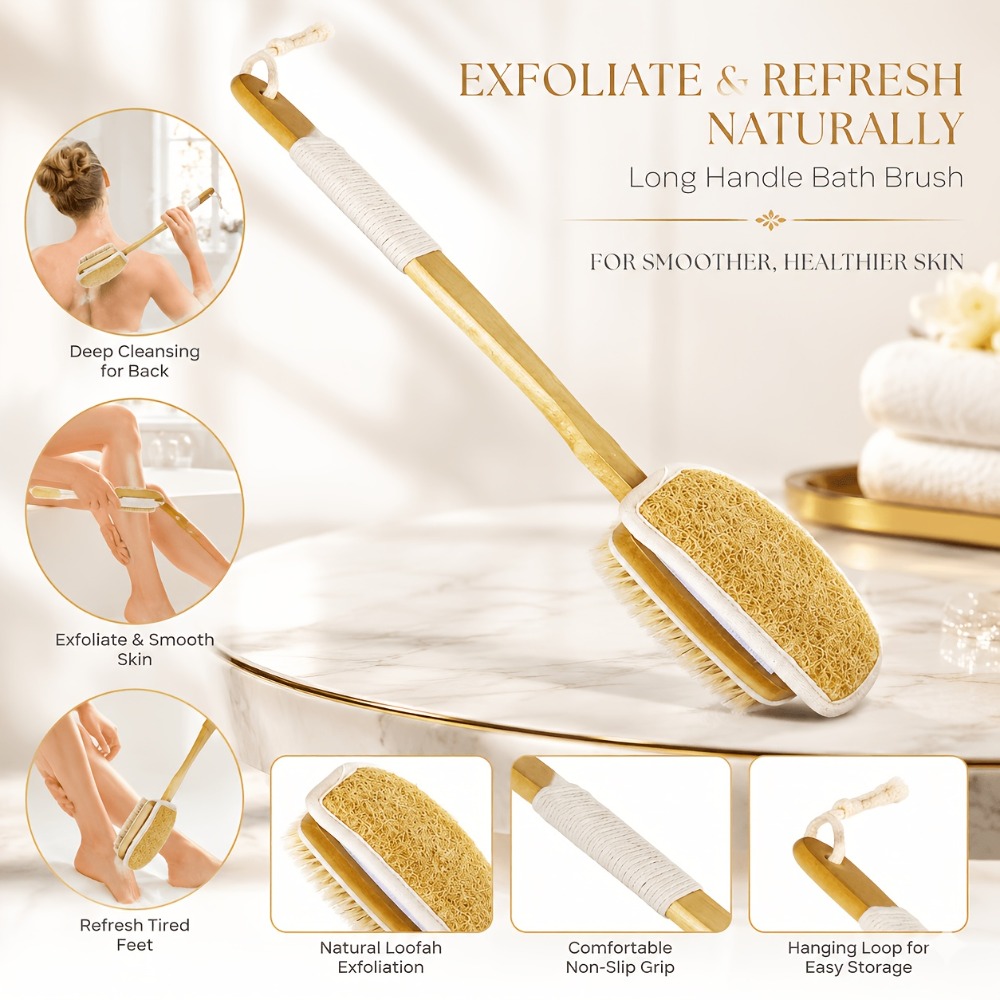 Body Loofah Natural - Brosse de bain à long manche